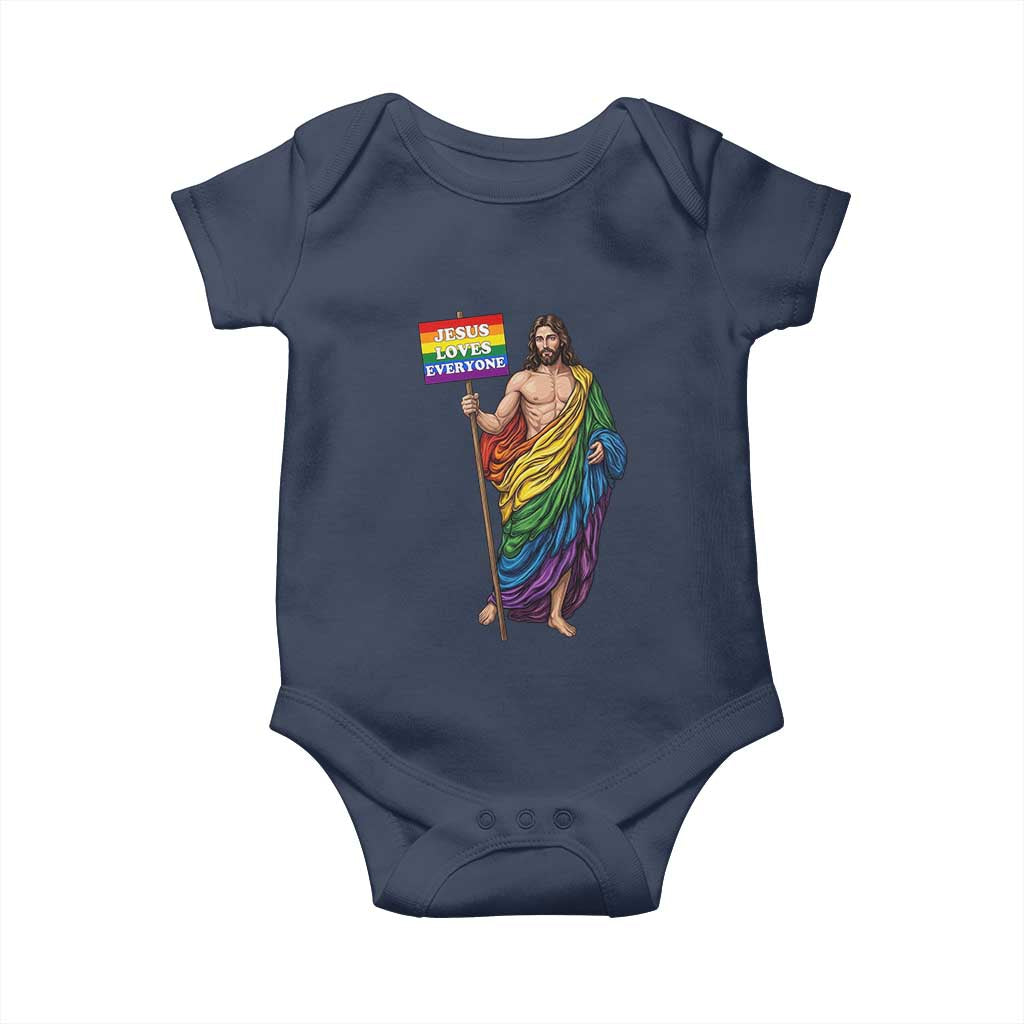 Christian LGBTQ Support Baby Onesie Jesus Loves Everyone TS12 Navy Print Your Wear