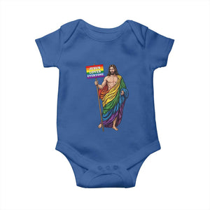 Christian LGBTQ Support Baby Onesie Jesus Loves Everyone TS12 Royal Blue Print Your Wear