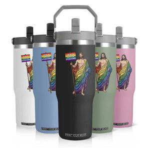 Christian LGBTQ Support Flip Straw Tumbler Jesus Loves Everyone TS12 Print Your Wear