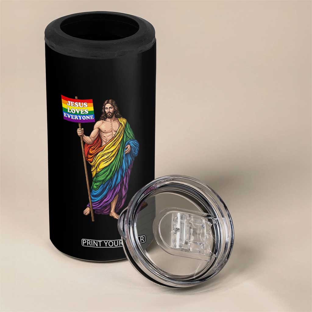 Christian LGBTQ Support 4 in 1 Can Cooler Tumbler Jesus Loves Everyone