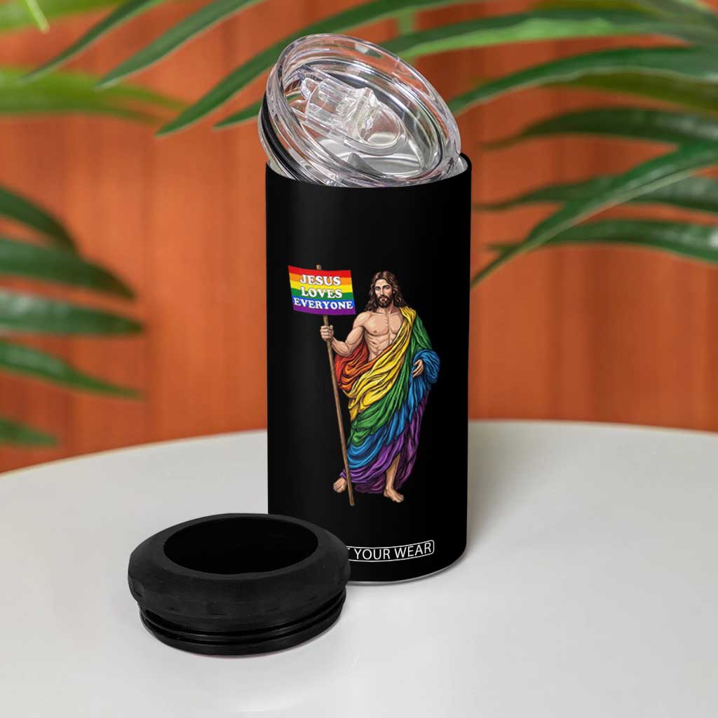 Christian LGBTQ Support 4 in 1 Can Cooler Tumbler Jesus Loves Everyone