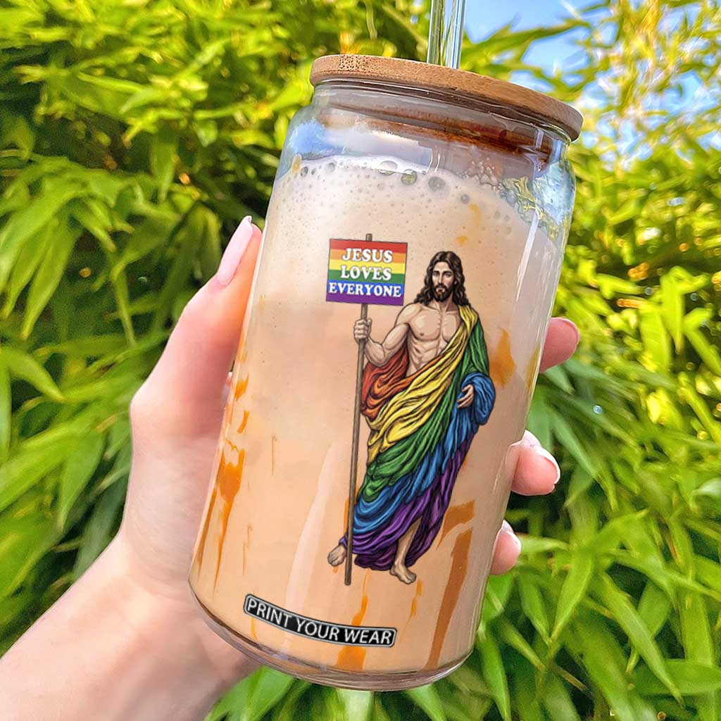 Christian LGBTQ Support Glass Can Jesus Loves Everyone TS12 Black Print Your Wear
