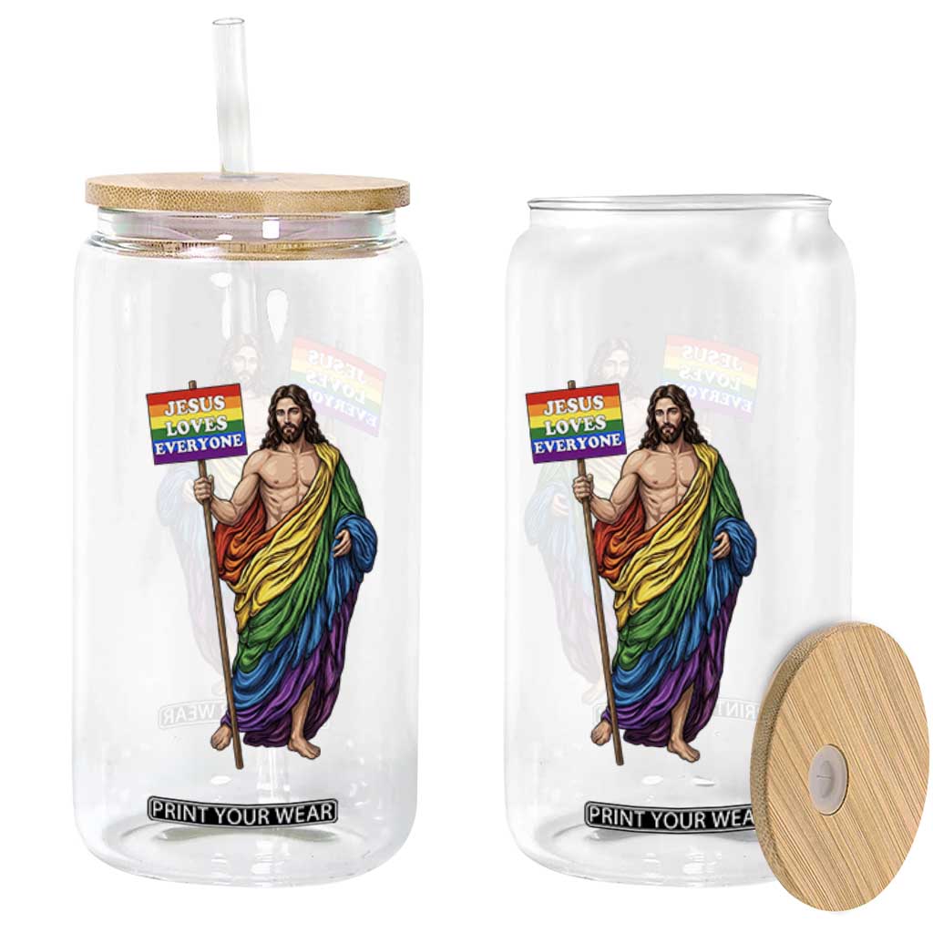 Christian LGBTQ Support Glass Can Jesus Loves Everyone TS12 Print Your Wear