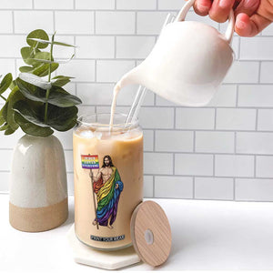 Christian LGBTQ Support Glass Can Jesus Loves Everyone TS12 Print Your Wear