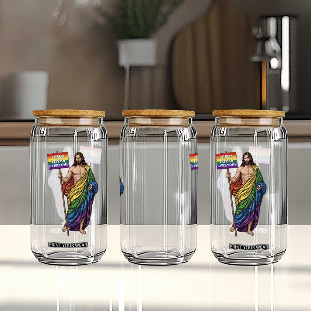 Christian LGBTQ Support Glass Can Jesus Loves Everyone TS12 Print Your Wear