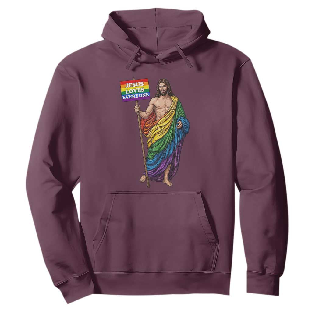 Christian LGBTQ Support Hoodie Jesus Loves Everyone TS12 Maroon Print Your Wear