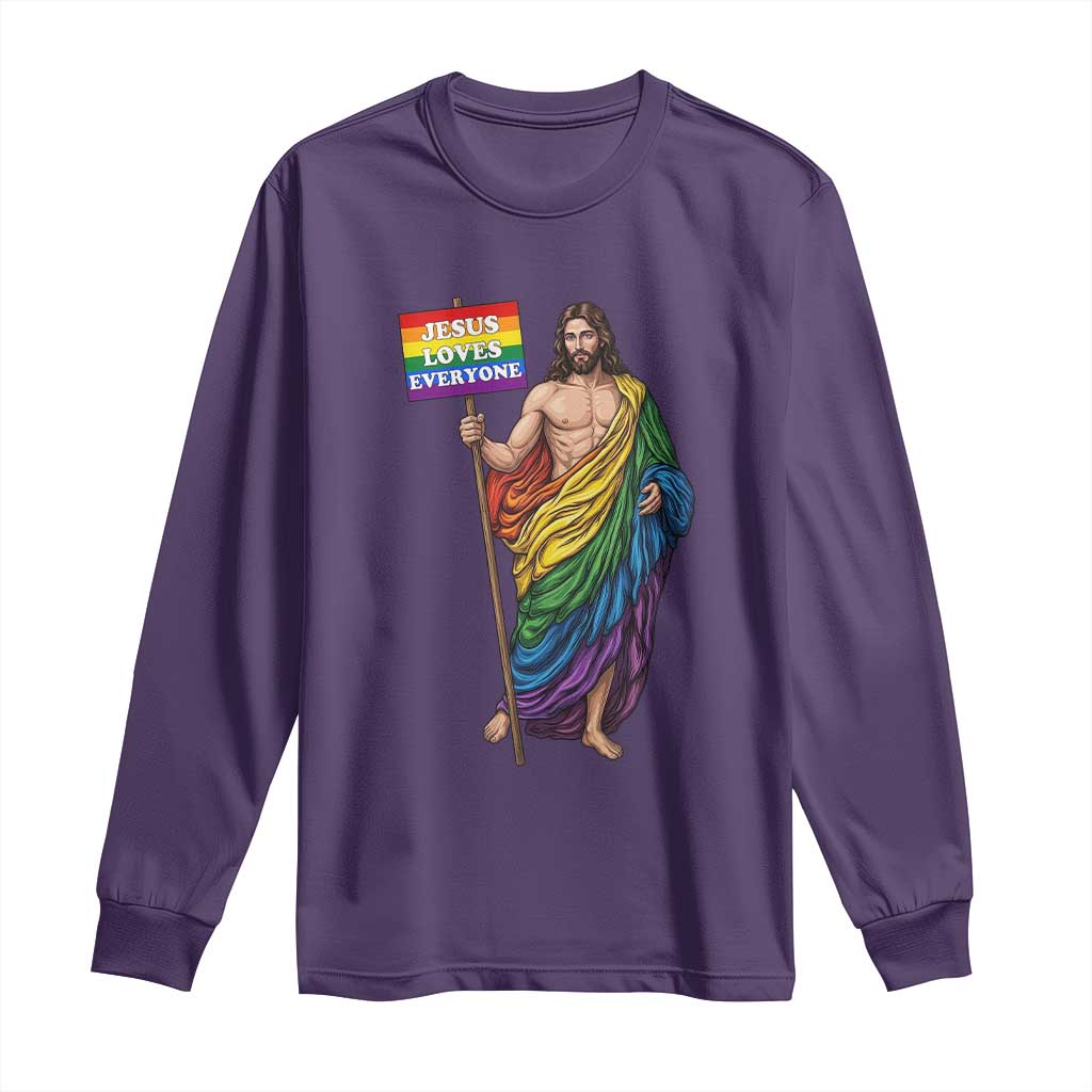 Christian LGBTQ Support Long Sleeve Shirt Jesus Loves Everyone TS12 Purple Print Your Wear