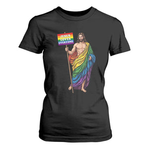 Christian LGBTQ Support T Shirt For Women Jesus Loves Everyone TS12 Black Print Your Wear