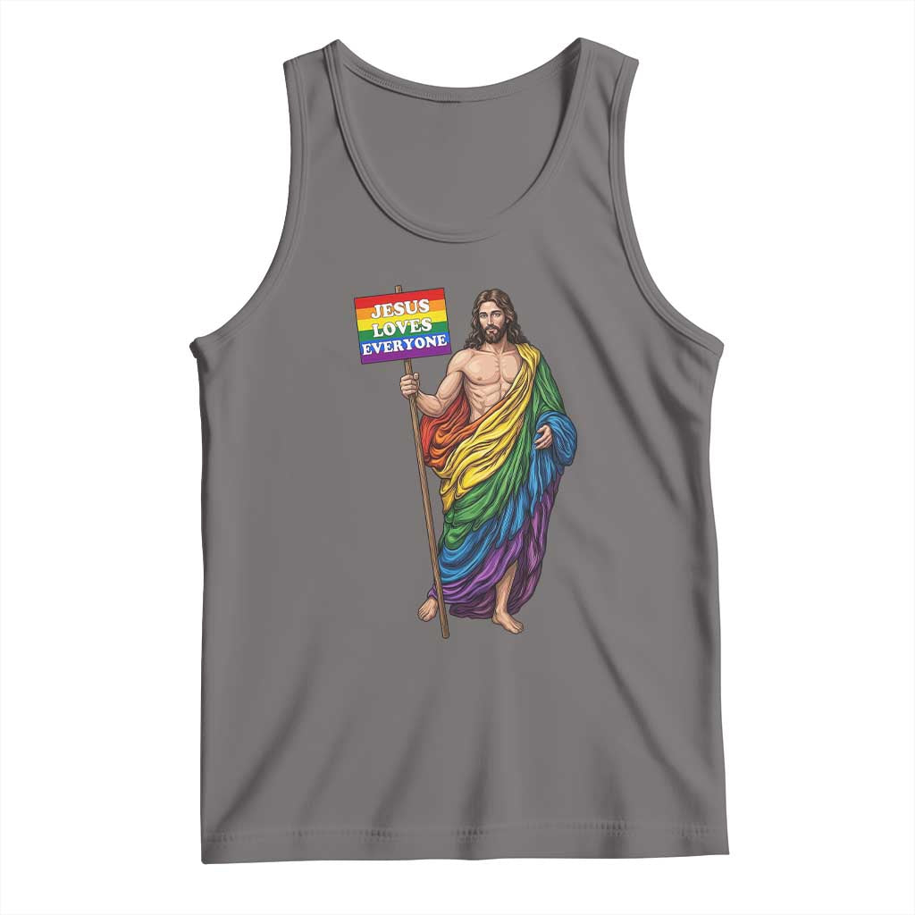 Christian LGBTQ Support Tank Top Jesus Loves Everyone TS12 Deep Heather Print Your Wear