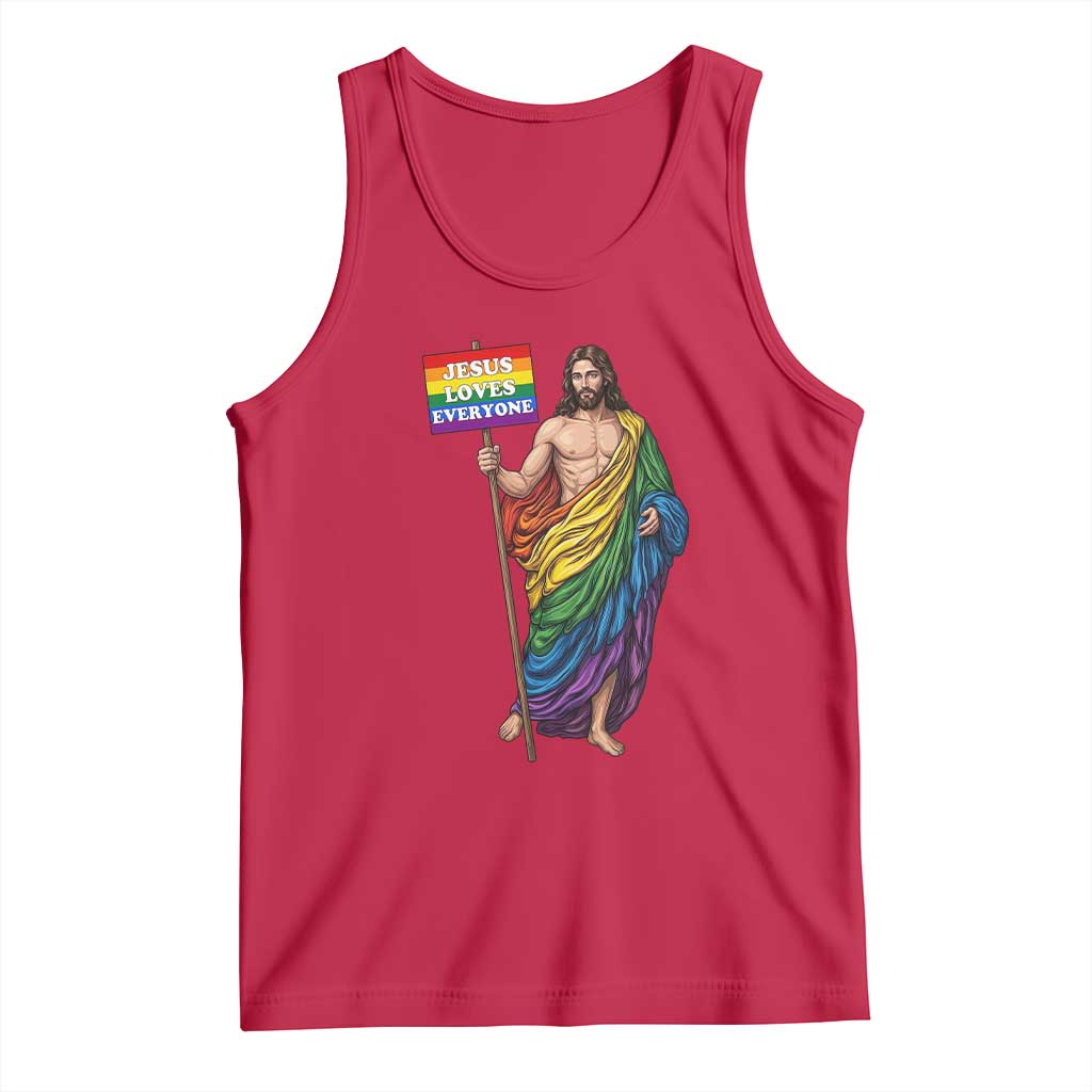 Christian LGBTQ Support Tank Top Jesus Loves Everyone TS12 Red Print Your Wear