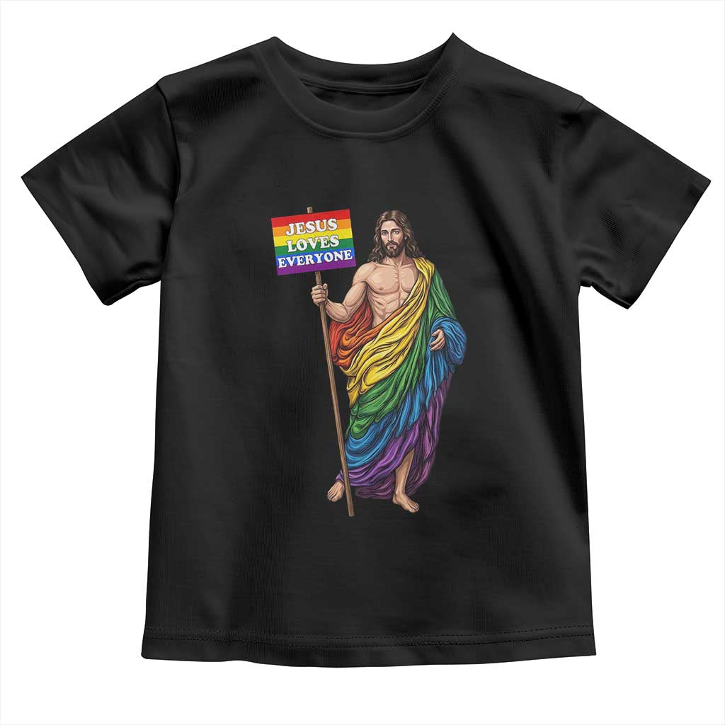 Christian LGBTQ Support Toddler T Shirt Jesus Loves Everyone TS12 Black Print Your Wear