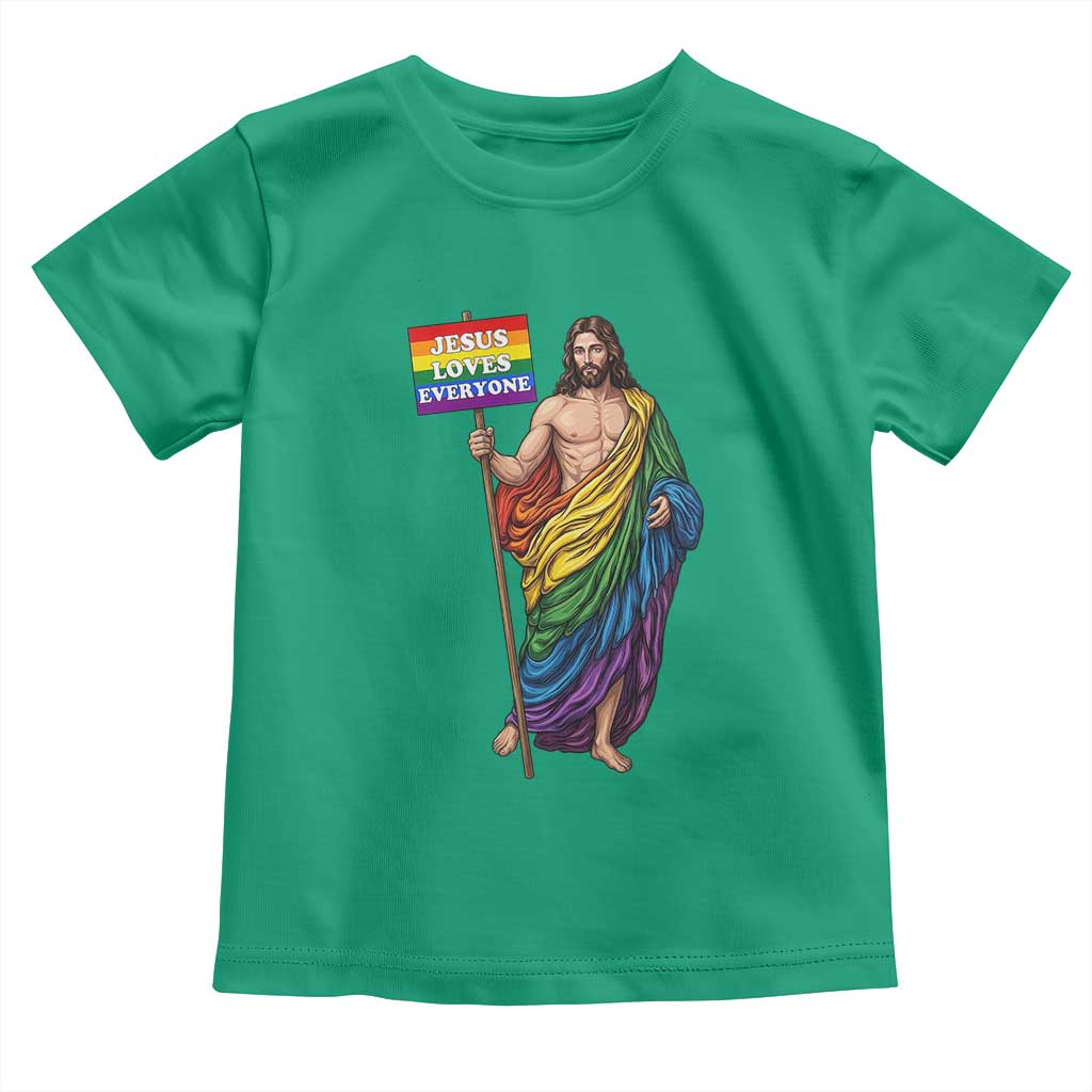 Christian LGBTQ Support Toddler T Shirt Jesus Loves Everyone TS12 Irish Green Print Your Wear