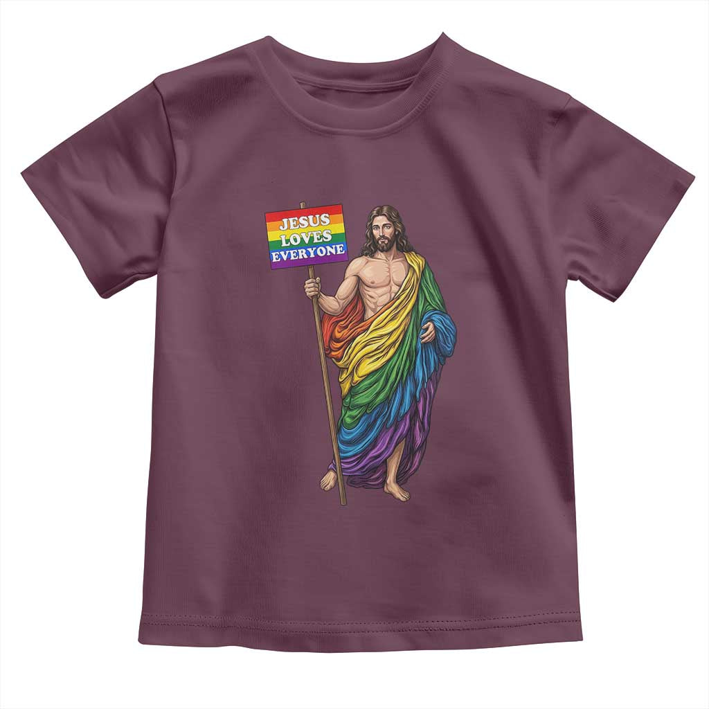 Christian LGBTQ Support Toddler T Shirt Jesus Loves Everyone TS12 Maroon Print Your Wear