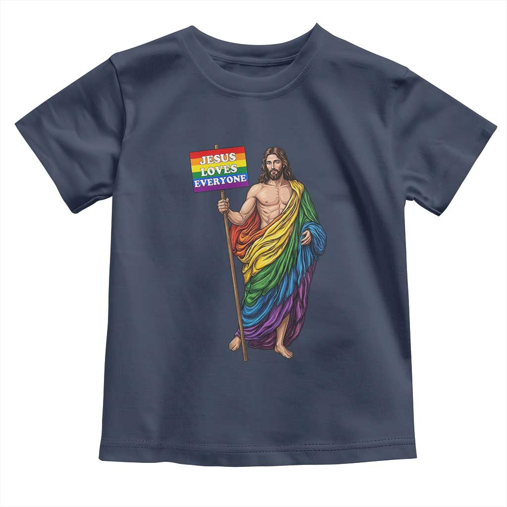 Christian LGBTQ Support Toddler T Shirt Jesus Loves Everyone TS12 Navy Print Your Wear