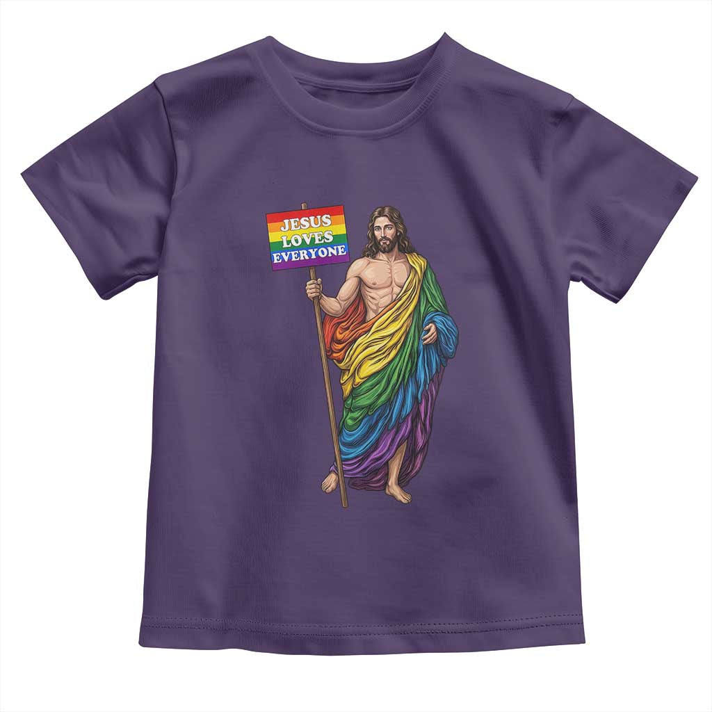 Christian LGBTQ Support Toddler T Shirt Jesus Loves Everyone TS12 Purple Print Your Wear