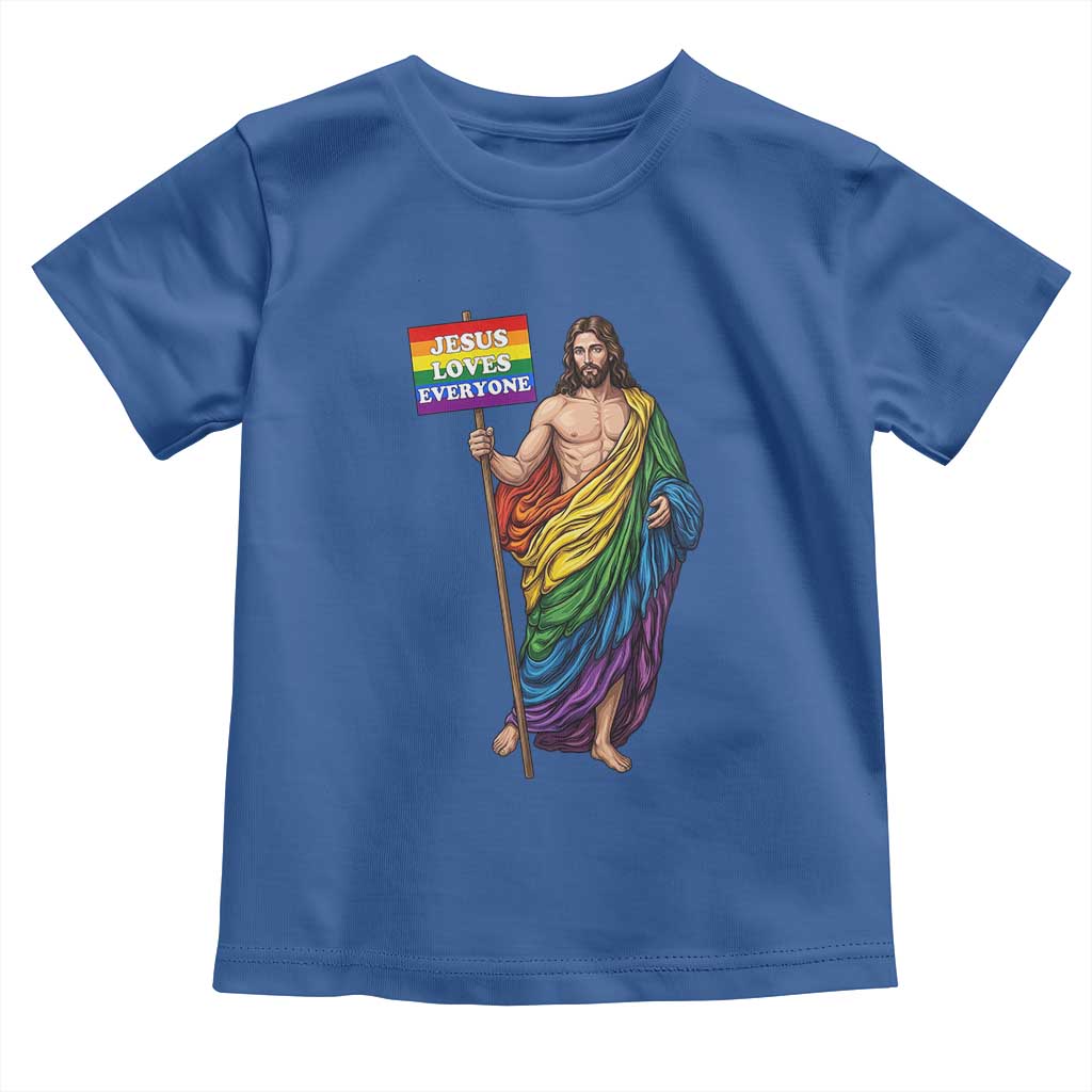 Christian LGBTQ Support Toddler T Shirt Jesus Loves Everyone TS12 Royal Blue Print Your Wear