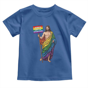 Christian LGBTQ Support Toddler T Shirt Jesus Loves Everyone TS12 Royal Blue Print Your Wear
