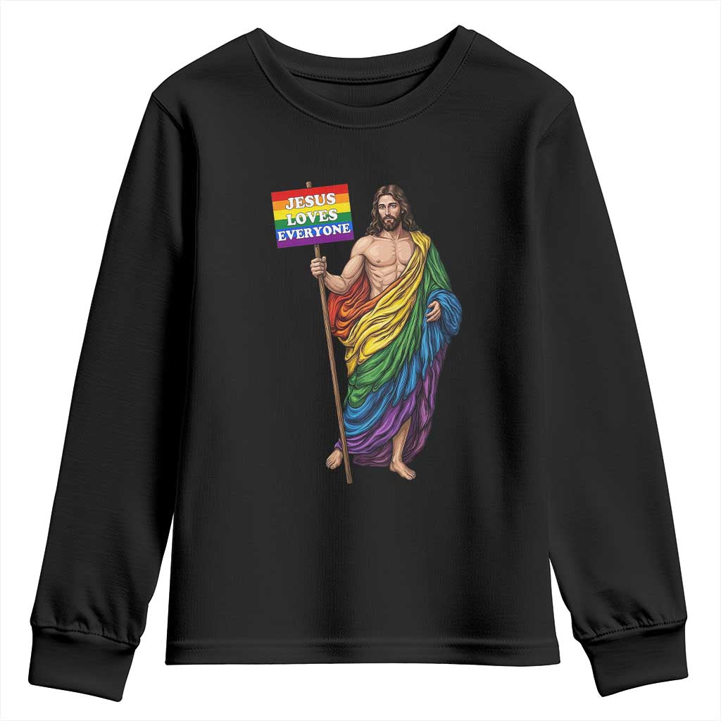 Christian LGBTQ Support Youth Sweatshirt Jesus Loves Everyone TS12 Black Print Your Wear