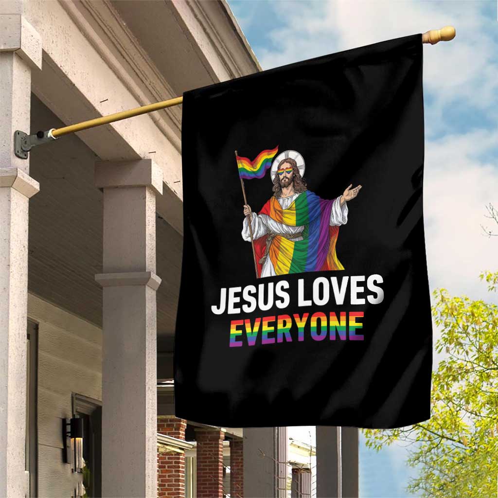 Funny Rainbow Jesus Loves Everyone Garden Flag Religious LGBTQ Support TS12 Print Your Wear