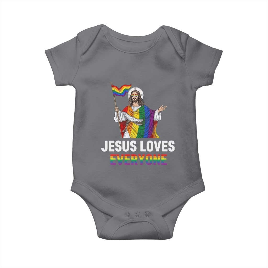 Funny Rainbow Jesus Loves Everyone Baby Onesie Religious LGBTQ Support TS12 Charcoal Print Your Wear