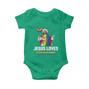 Funny Rainbow Jesus Loves Everyone Baby Onesie Religious LGBTQ Support TS12 Irish Green Print Your Wear