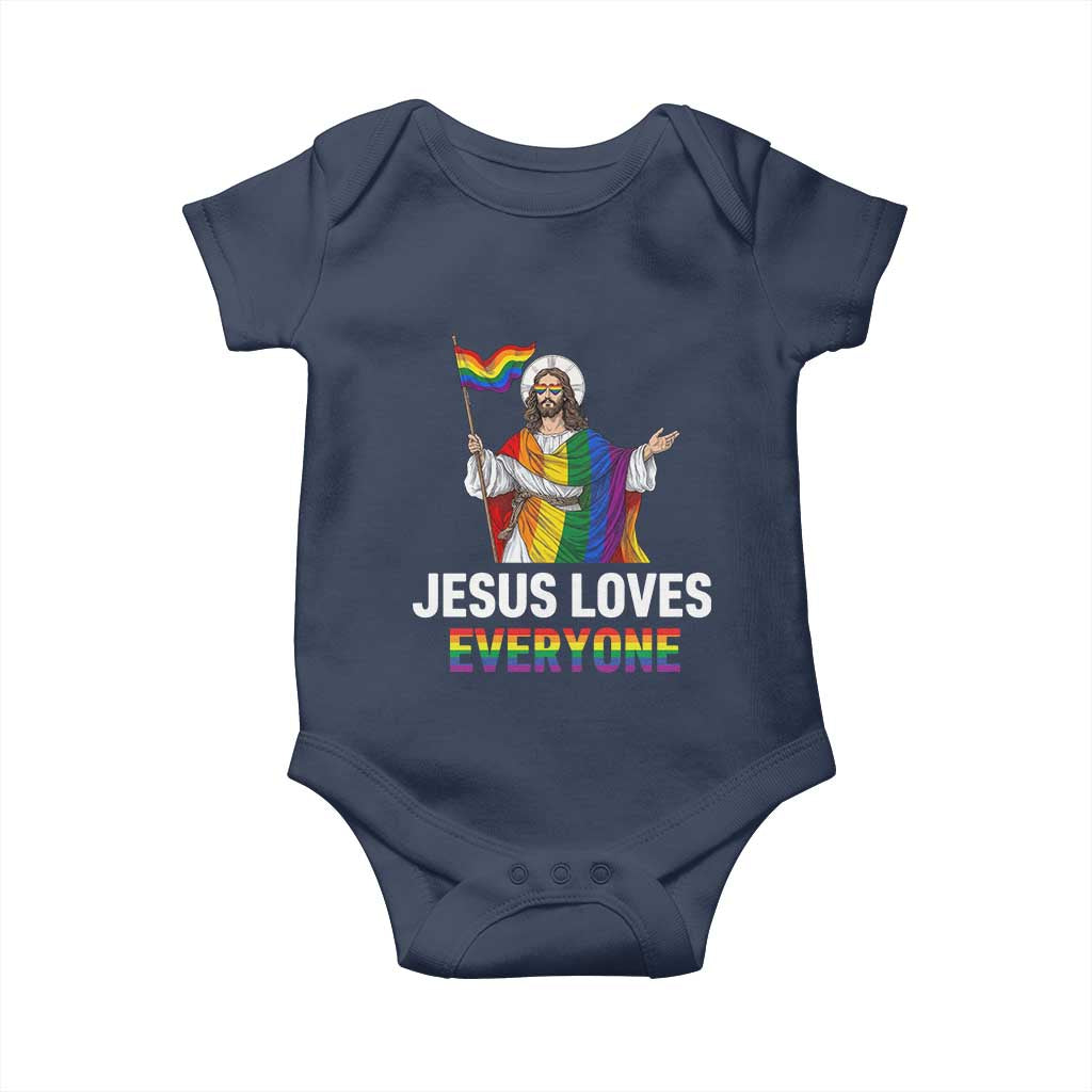 Funny Rainbow Jesus Loves Everyone Baby Onesie Religious LGBTQ Support TS12 Navy Print Your Wear