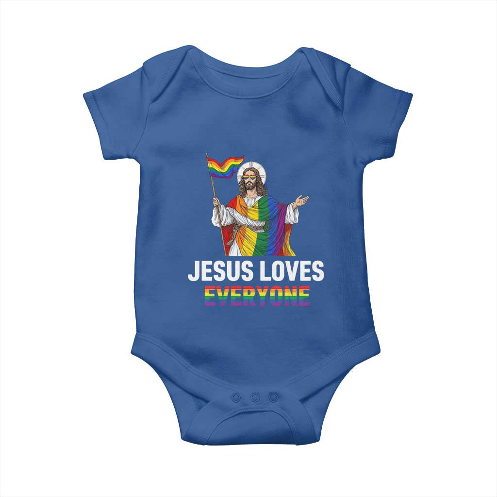 Funny Rainbow Jesus Loves Everyone Baby Onesie Religious LGBTQ Support TS12 Royal Blue Print Your Wear