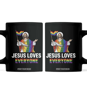 Funny Rainbow Jesus Loves Everyone Coffee Mug Religious LGBTQ Support TS12 Black Print Your Wear