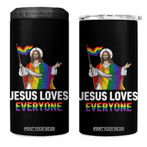 Funny Rainbow Jesus Loves Everyone 4 in 1 Can Cooler Tumbler Religious LGBTQ Support TS12 One Size: 16 oz Black Print Your Wear