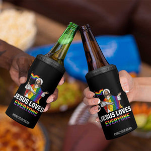 Funny Rainbow Jesus Loves Everyone 4 in 1 Can Cooler Tumbler Religious LGBTQ Support TS12 Print Your Wear