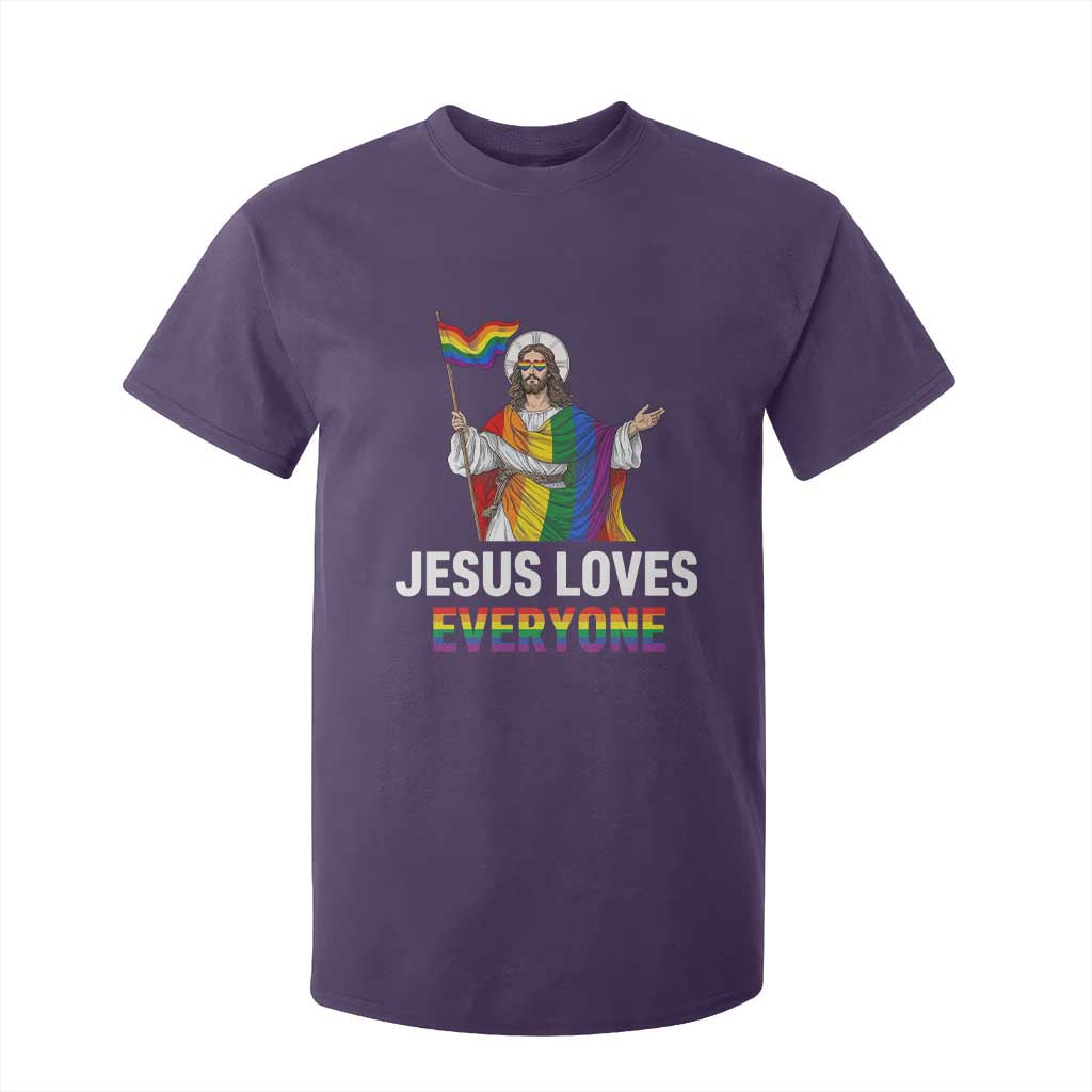 Funny Rainbow Jesus Loves Everyone T Shirt For Kid Religious LGBTQ Support TS12 Purple Print Your Wear
