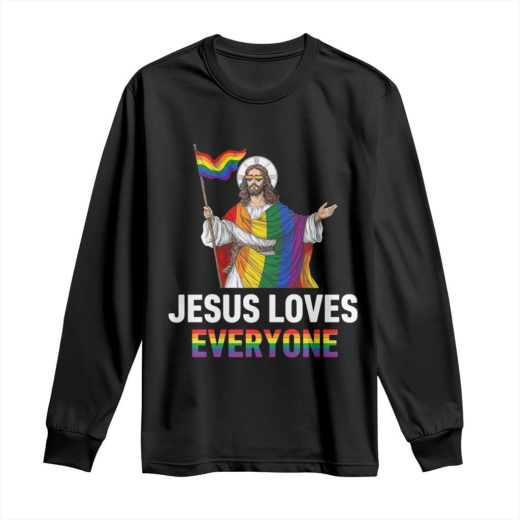 Funny Rainbow Jesus Loves Everyone Long Sleeve Shirt Religious LGBTQ Support