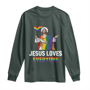 Funny Rainbow Jesus Loves Everyone Long Sleeve Shirt Religious LGBTQ Support