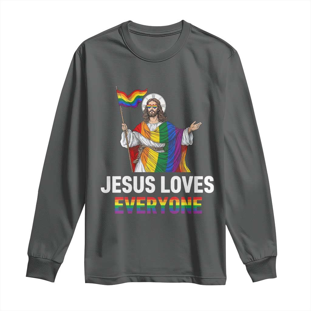 Funny Rainbow Jesus Loves Everyone Long Sleeve Shirt Religious LGBTQ Support