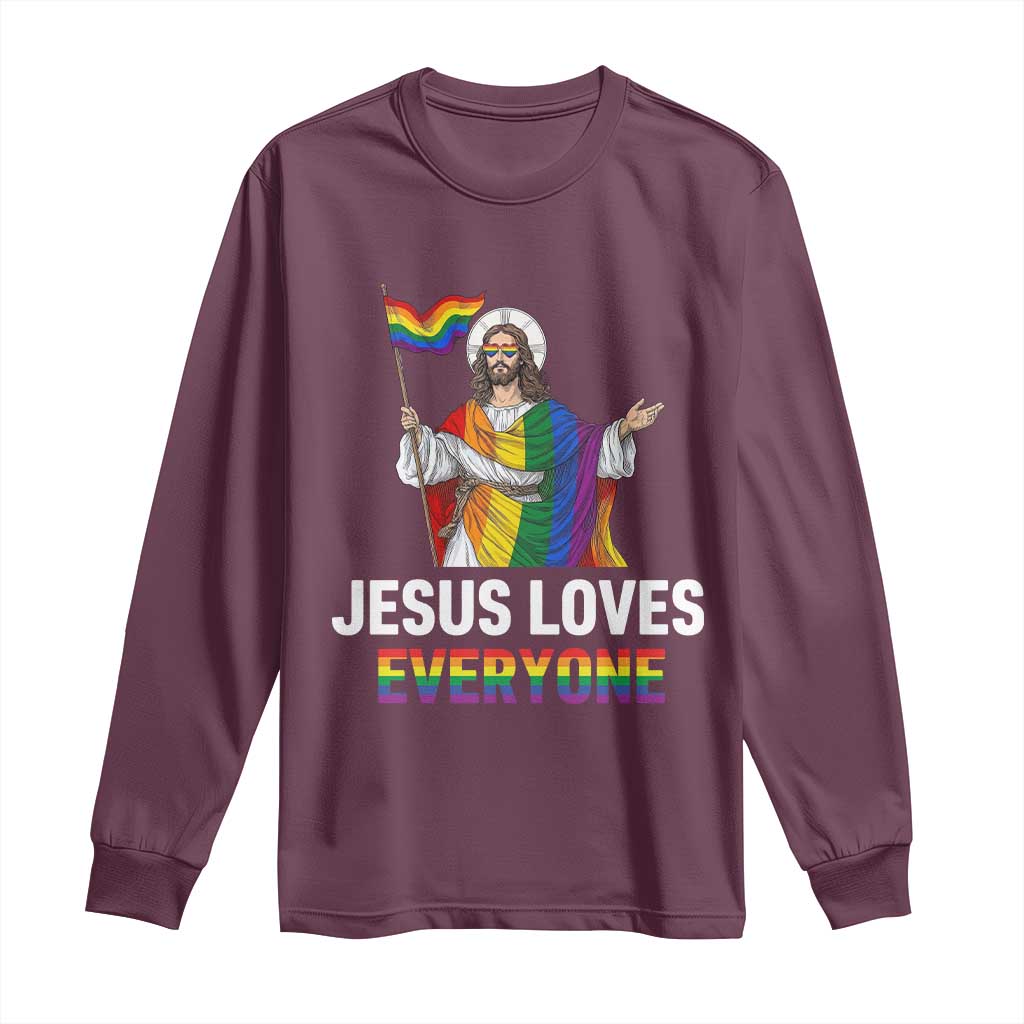 Funny Rainbow Jesus Loves Everyone Long Sleeve Shirt Religious LGBTQ Support