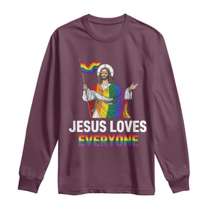 Funny Rainbow Jesus Loves Everyone Long Sleeve Shirt Religious LGBTQ Support
