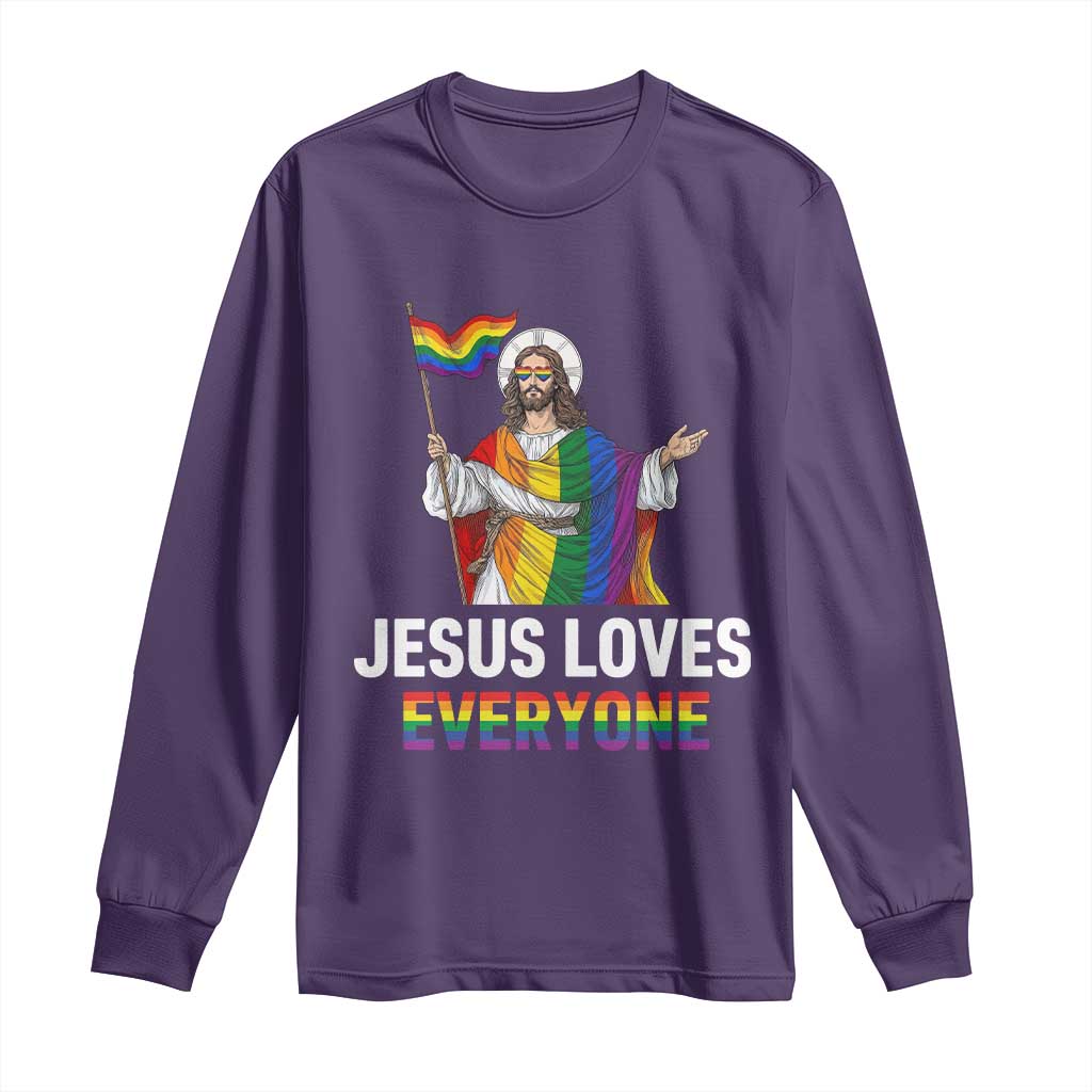 Funny Rainbow Jesus Loves Everyone Long Sleeve Shirt Religious LGBTQ Support