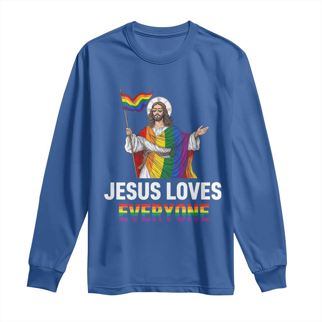 Funny Rainbow Jesus Loves Everyone Long Sleeve Shirt Religious LGBTQ Support
