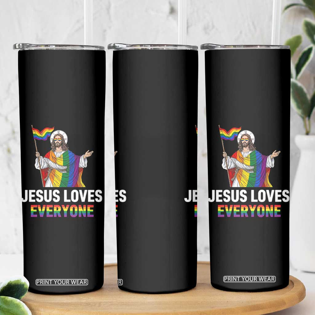Funny Rainbow Jesus Loves Everyone Skinny Tumbler Religious LGBTQ Support TS12 Print Your Wear