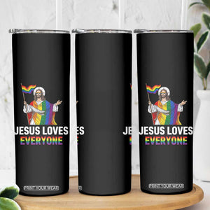 Funny Rainbow Jesus Loves Everyone Skinny Tumbler Religious LGBTQ Support TS12 Print Your Wear