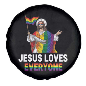 Funny Rainbow Jesus Loves Everyone Spare Tire Cover Religious LGBTQ Support TS12 Print Your Wear