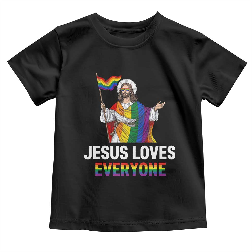 Funny Rainbow Jesus Loves Everyone Toddler T Shirt Religious LGBTQ Support TS12 Black Print Your Wear