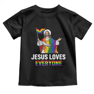 Funny Rainbow Jesus Loves Everyone Toddler T Shirt Religious LGBTQ Support TS12 Black Print Your Wear