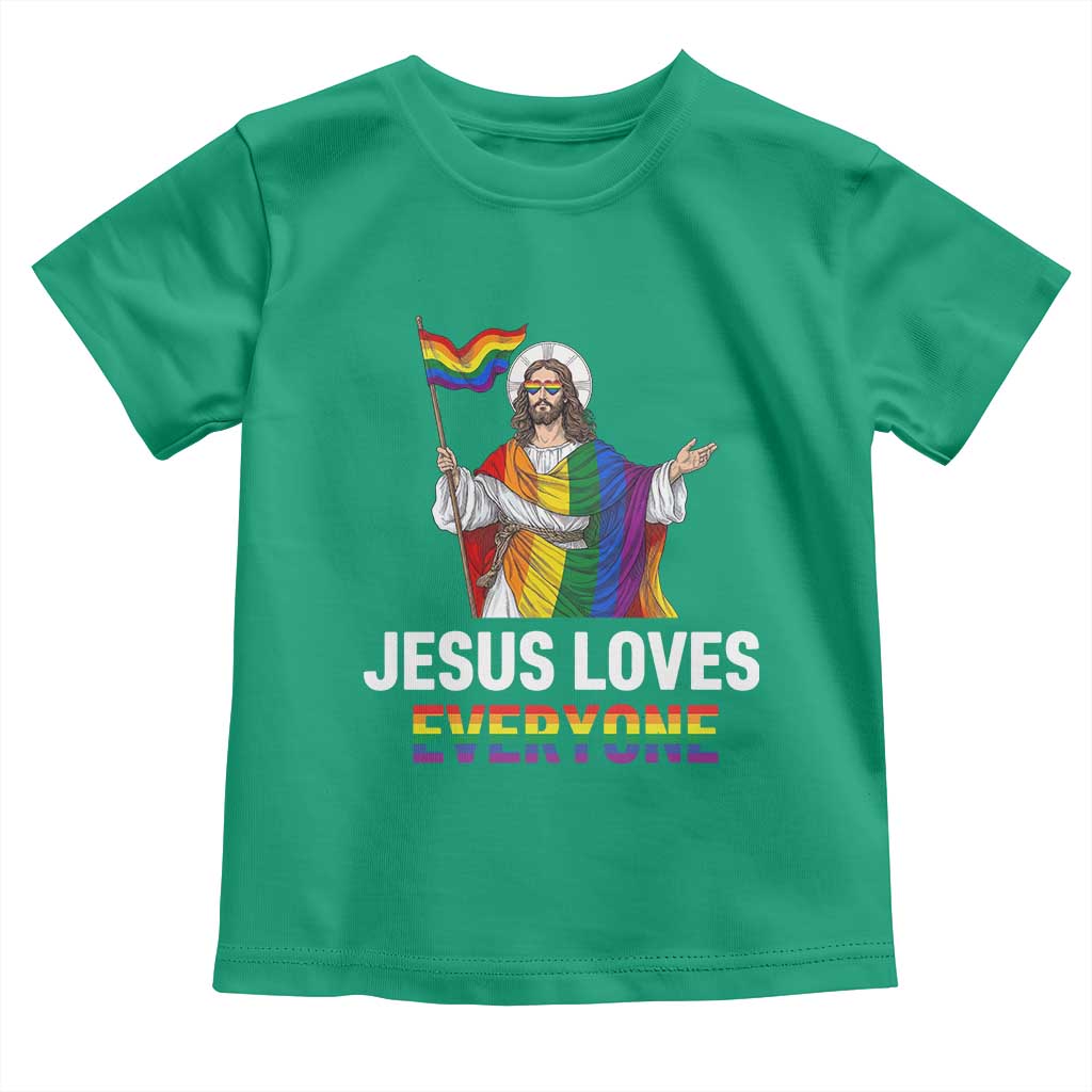 Funny Rainbow Jesus Loves Everyone Toddler T Shirt Religious LGBTQ Support TS12 Irish Green Print Your Wear