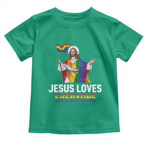 Funny Rainbow Jesus Loves Everyone Toddler T Shirt Religious LGBTQ Support TS12 Irish Green Print Your Wear