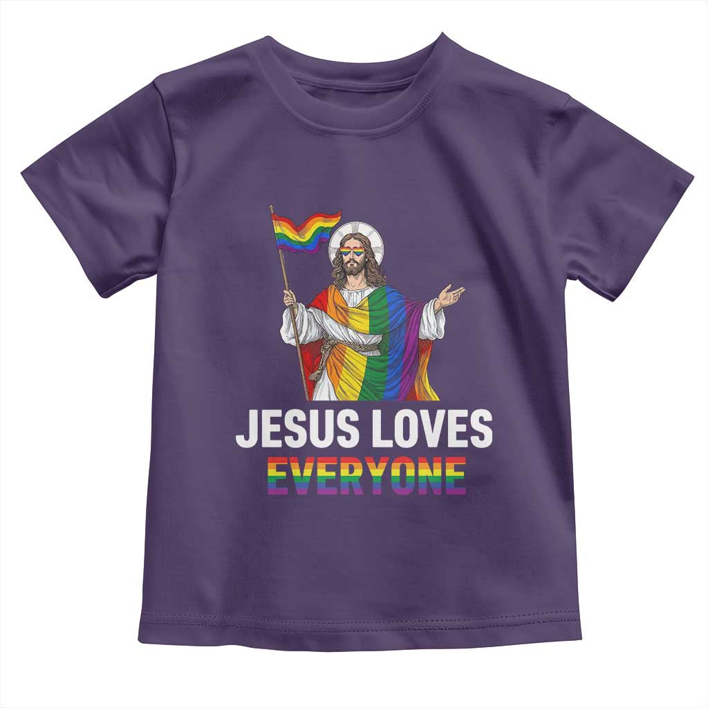 Funny Rainbow Jesus Loves Everyone Toddler T Shirt Religious LGBTQ Support TS12 Purple Print Your Wear