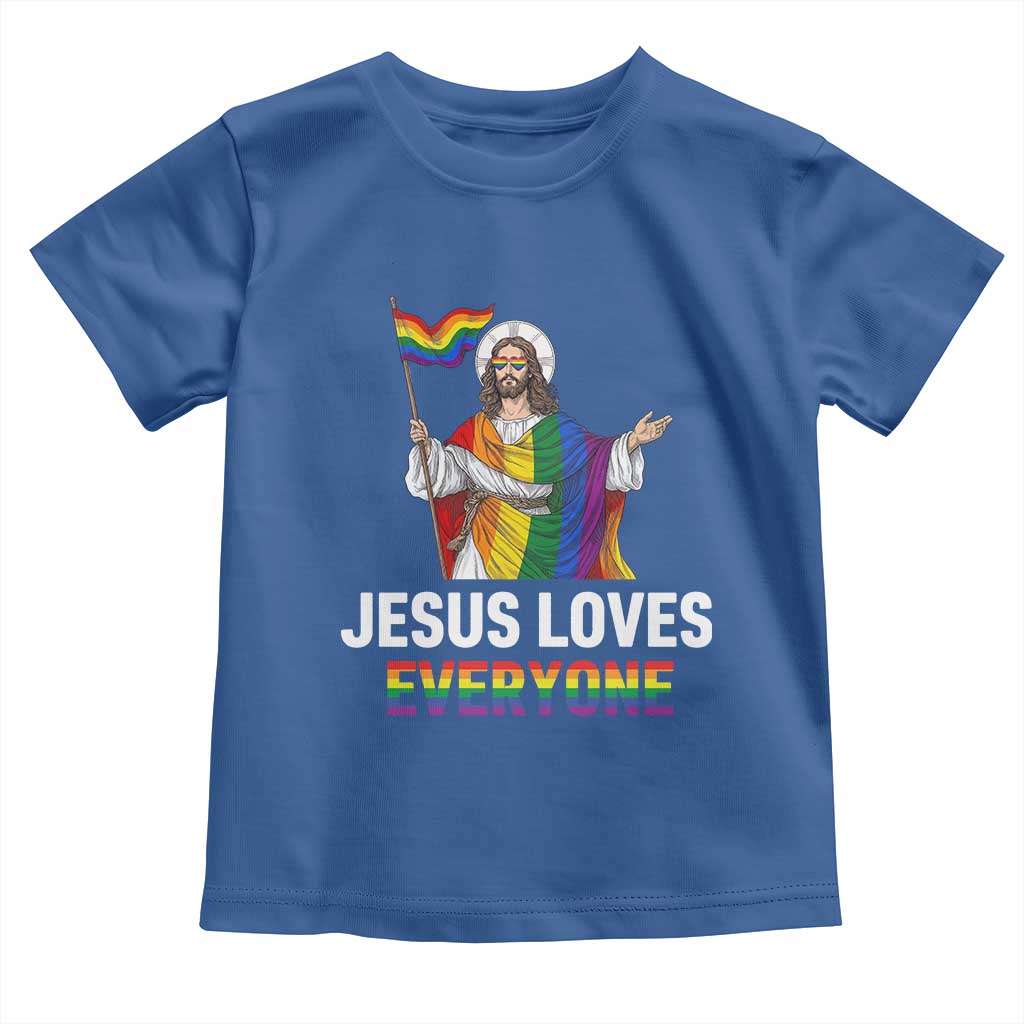 Funny Rainbow Jesus Loves Everyone Toddler T Shirt Religious LGBTQ Support TS12 Royal Blue Print Your Wear