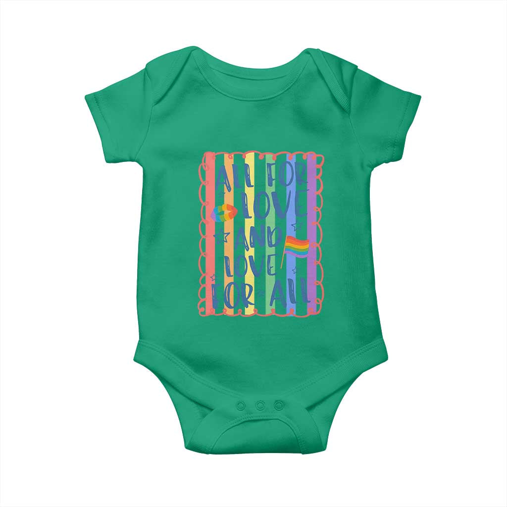 All For Love And Love For All Baby Onesie Pride Month LGBT Support TS12 Irish Green Print Your Wear
