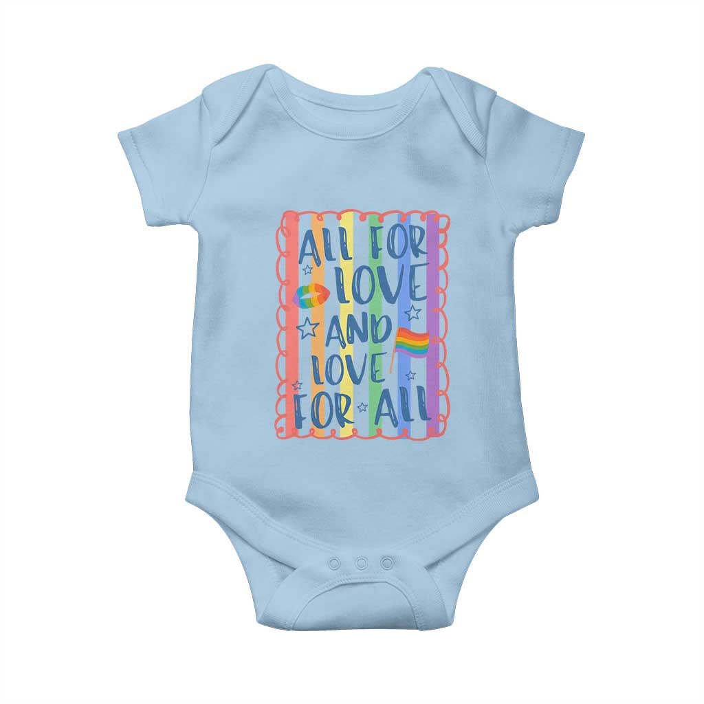 All For Love And Love For All Baby Onesie Pride Month LGBT Support TS12 Light Blue Print Your Wear