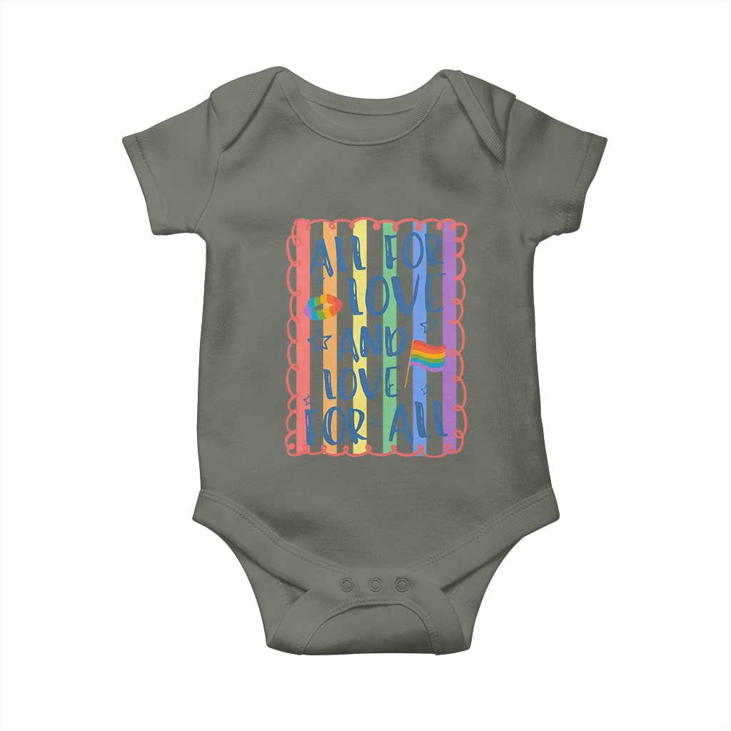 All For Love And Love For All Baby Onesie Pride Month LGBT Support TS12 Military Green Print Your Wear